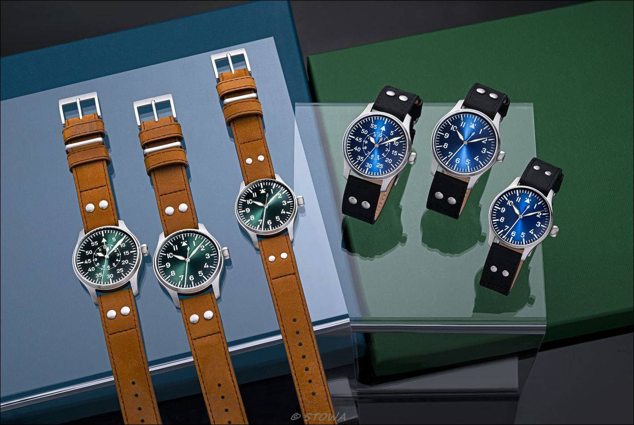 Fliegeruhr mit Sonnenschliff: STOWA präsentiert Sunray Blue & Green