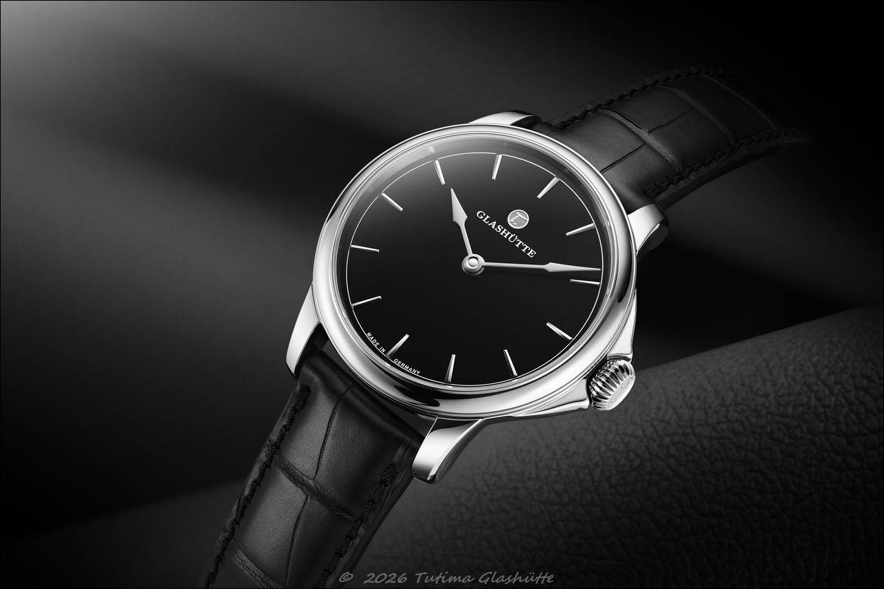 Tutima Glashütte Patria Zweizeiger in Schwarz – Puristische Dresswatch mit Manufakturkaliber 617