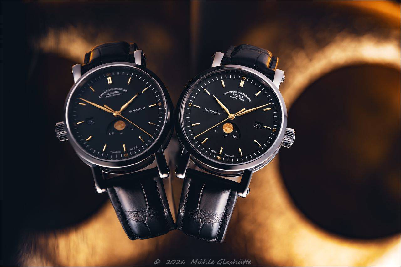 Mühle-Glashütte präsentiert die Teutonia IV Mondphase mit Goldakzenten