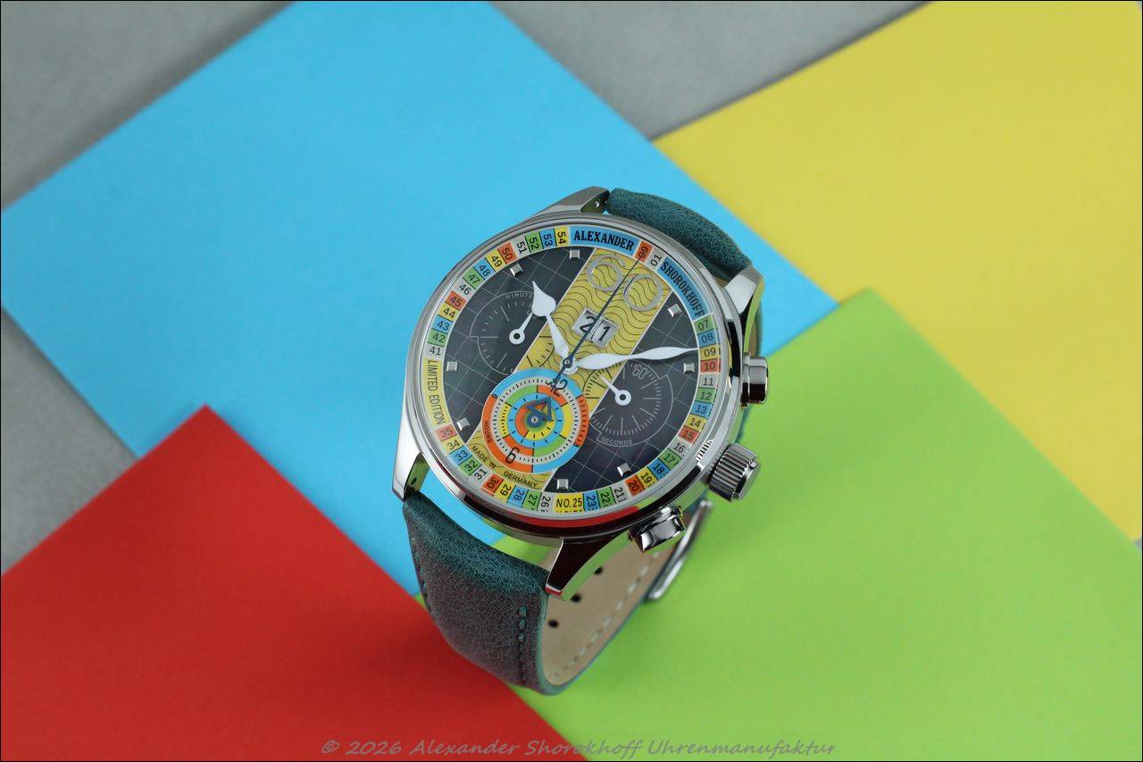 Alexander Shorokhoff Big Date MOP: Avantgardistischer Chronograph mit Perlmutt-Dial und Big-Date-Funktion