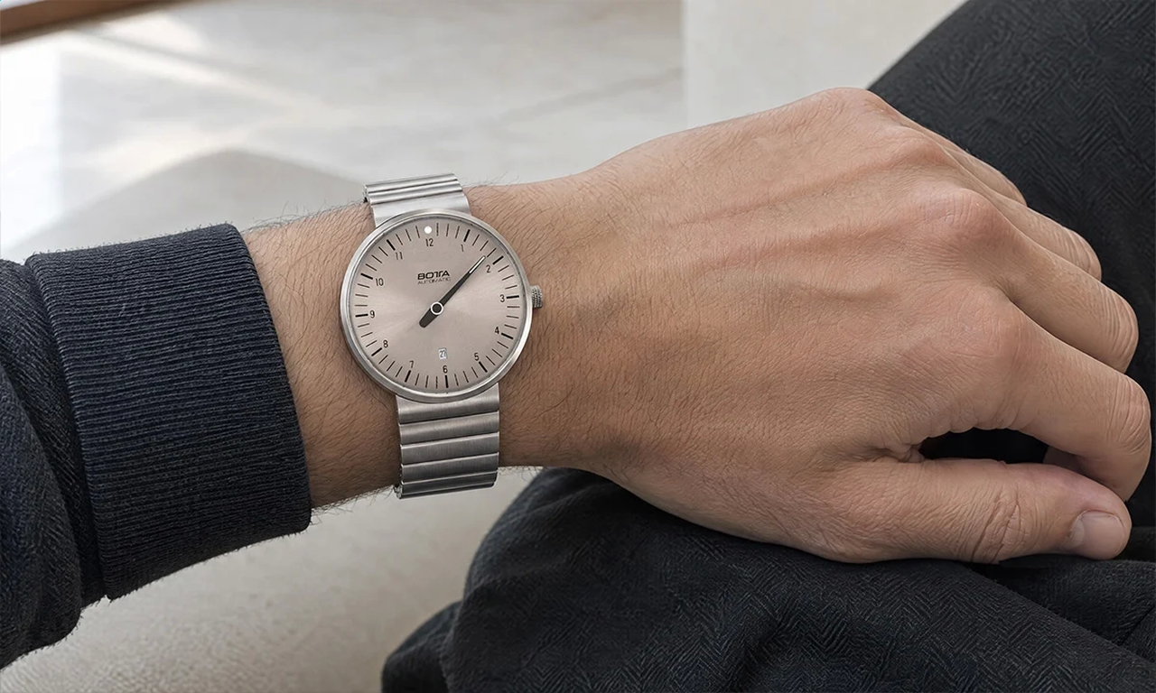 BOTTA UNO Lumen Automatik Titan: Die Einzeigeruhr mit Titangehäuse und titanfarbenem Zifferblatt